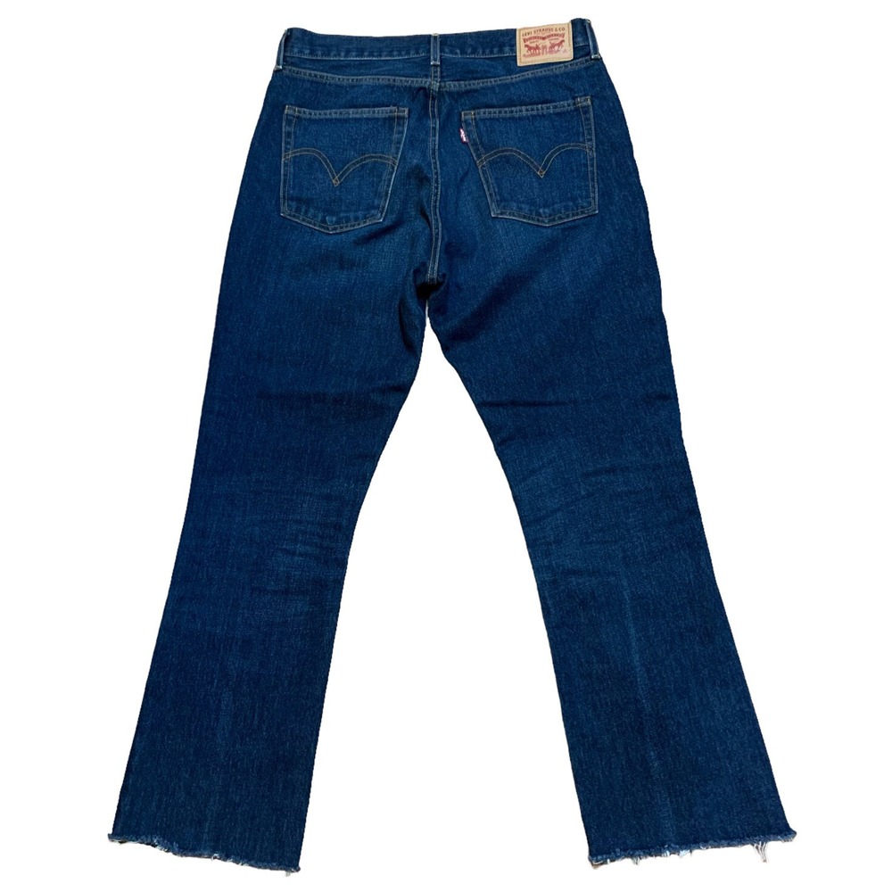 LEVI'S Women's 32 x 28 Straight Cut Cropped Frayed Hem Denim Jeans High Waist - Picture 2 of 11